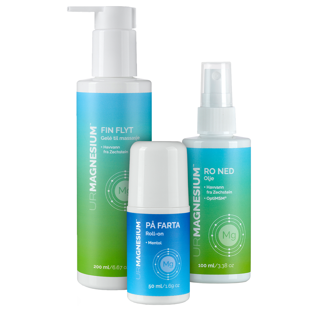 Ha en fin dag - magnesium roll-on, massasjegelé og olje
